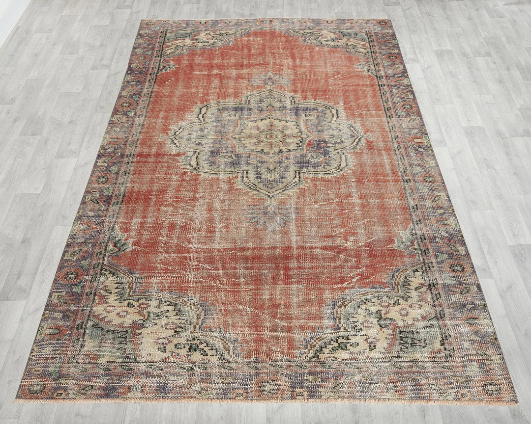 Multicolor Turkish Oushak Rug 5' 7" x 8' 4" Hand-Knotted | No. VR70848