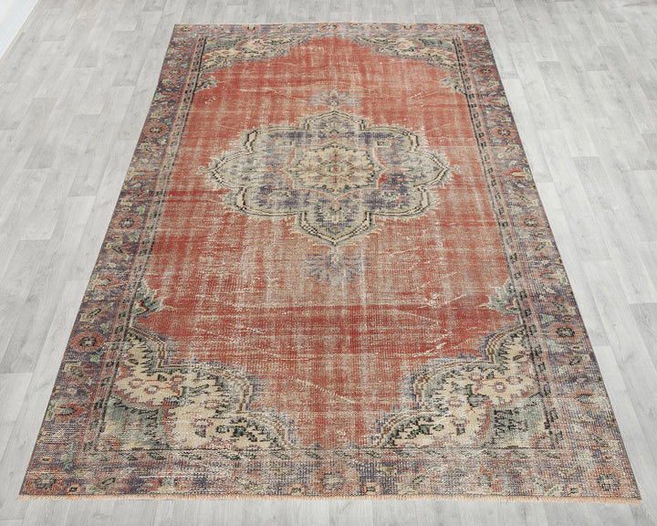 Multicolor Turkish Oushak Rug 5' 7" x 8' 4" Hand-Knotted | No. VR70848
