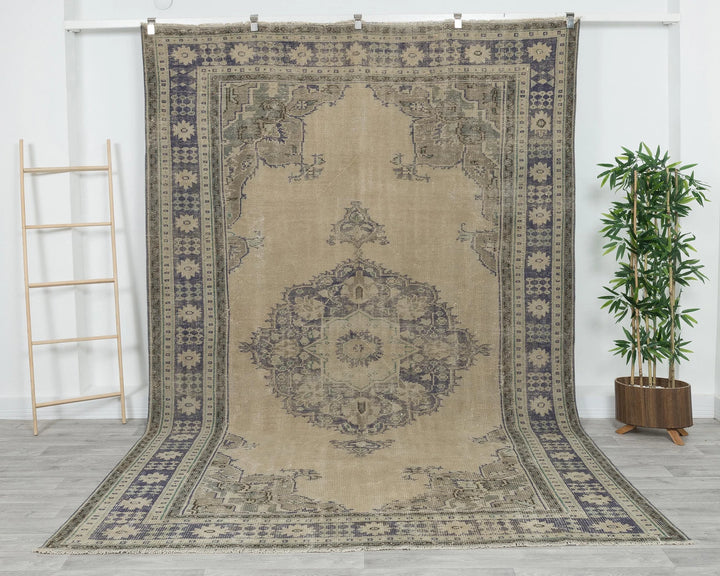 Multicolor Turkish Oushak Rug 7' 1" x 10' 8" Hand-Knotted | No. VR70965