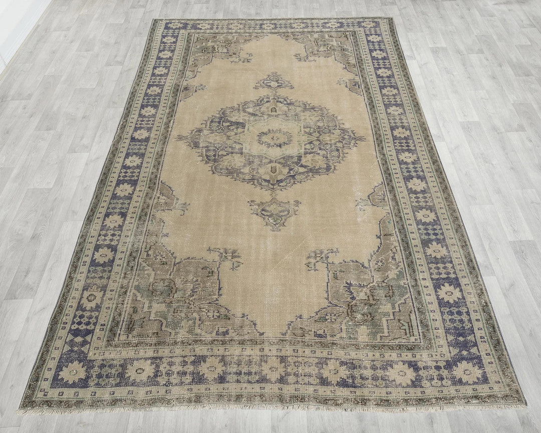 Multicolor Turkish Oushak Rug 7' 1" x 10' 8" Hand-Knotted | No. VR70965