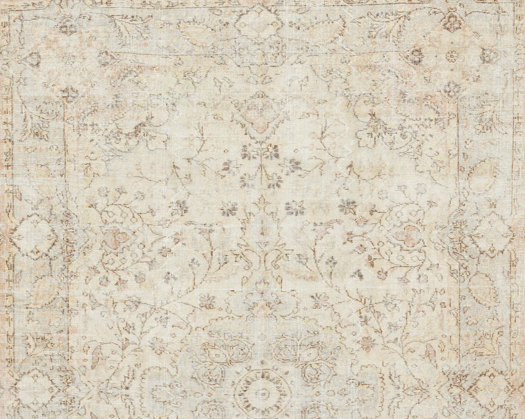 Beige Turkish Oushak Rug 6' 3" x 9' 3" Hand-Knotted | No. VR70968