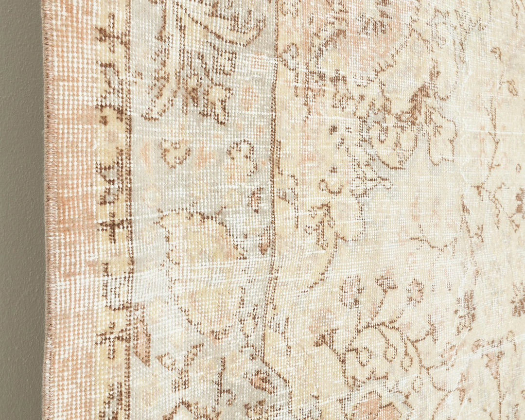 Beige Turkish Oushak Rug 6' 3" x 9' 3" Hand-Knotted | No. VR70968