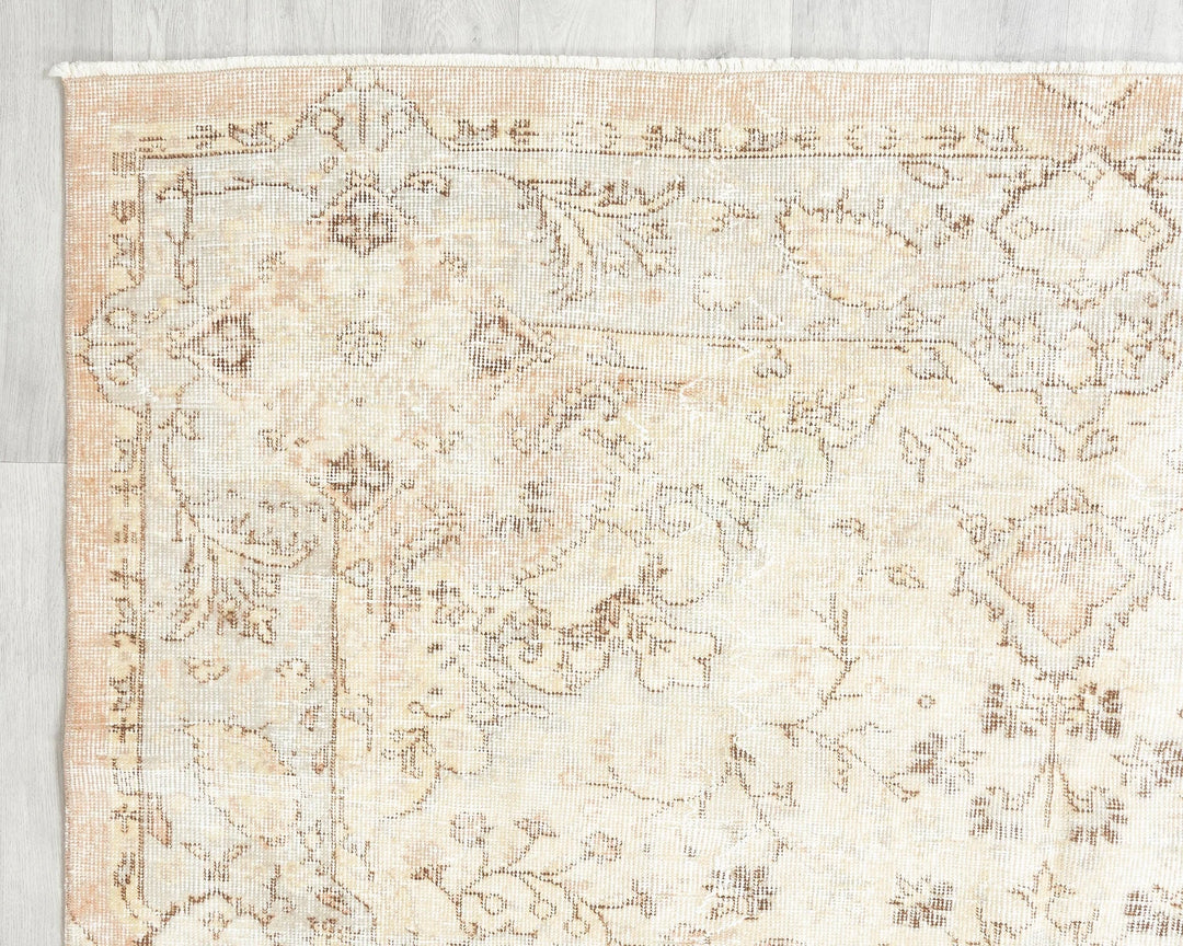 Beige Turkish Oushak Rug 6' 3" x 9' 3" Hand-Knotted | No. VR70968