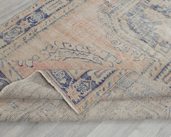 Blue Turkish Oushak Rug 4'9" x 12'6" Hand-Knotted field