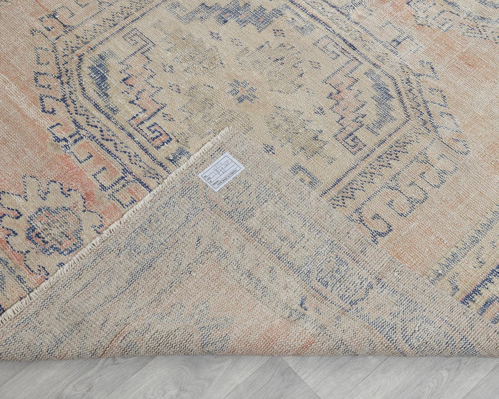 Blue Turkish Oushak Rug 4'9" x 12'6" Hand-Knotted texture