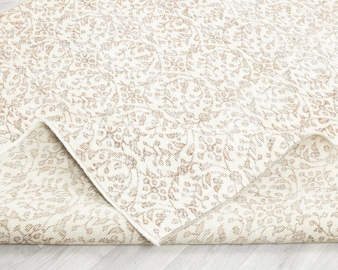 Beige Turkish Oushak Rug 8' 9" x 5' 3" Hand-Knotted | No. VR71165