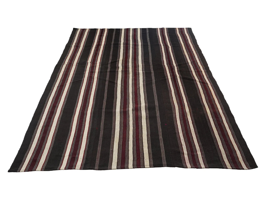 Brown Turkish Kilim Rug 7' 1" x 11' 8" Flat-Weave | No. VR71272