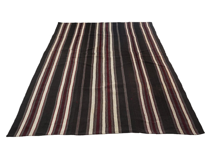 Brown Turkish Kilim Rug 7' 1" x 11' 8" Flat-Weave | No. VR71272