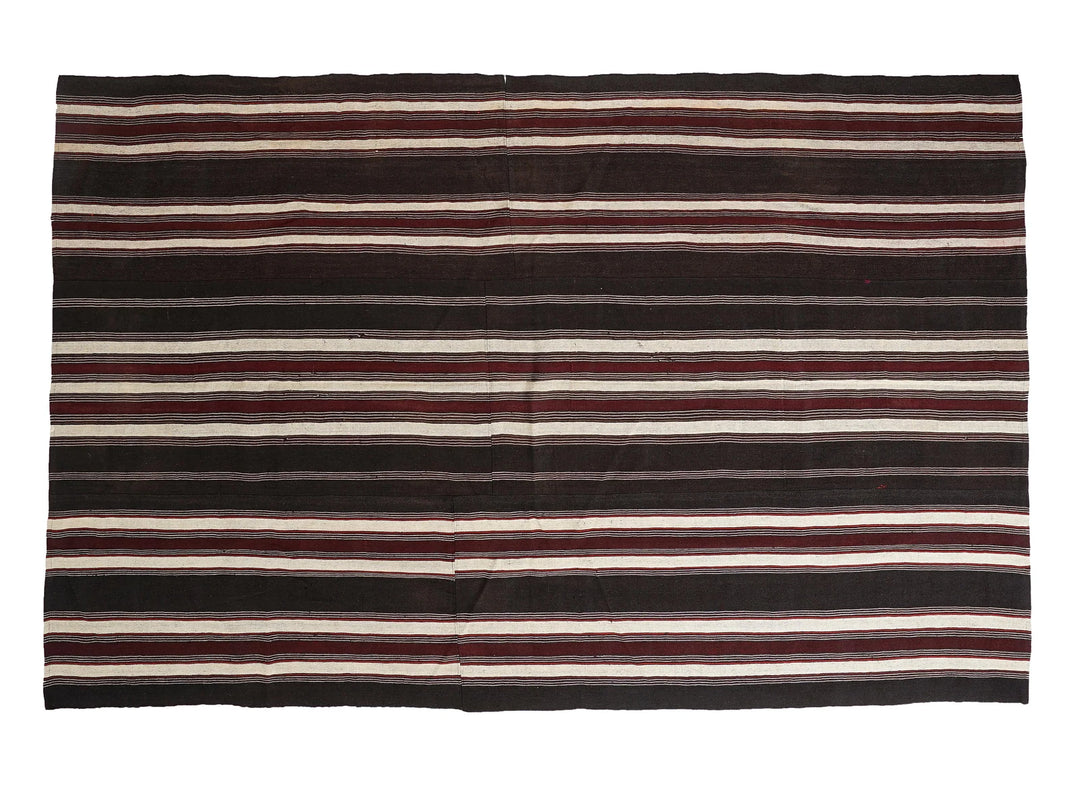 Brown Turkish Kilim Rug 7' 1" x 11' 8" Flat-Weave | No. VR71272