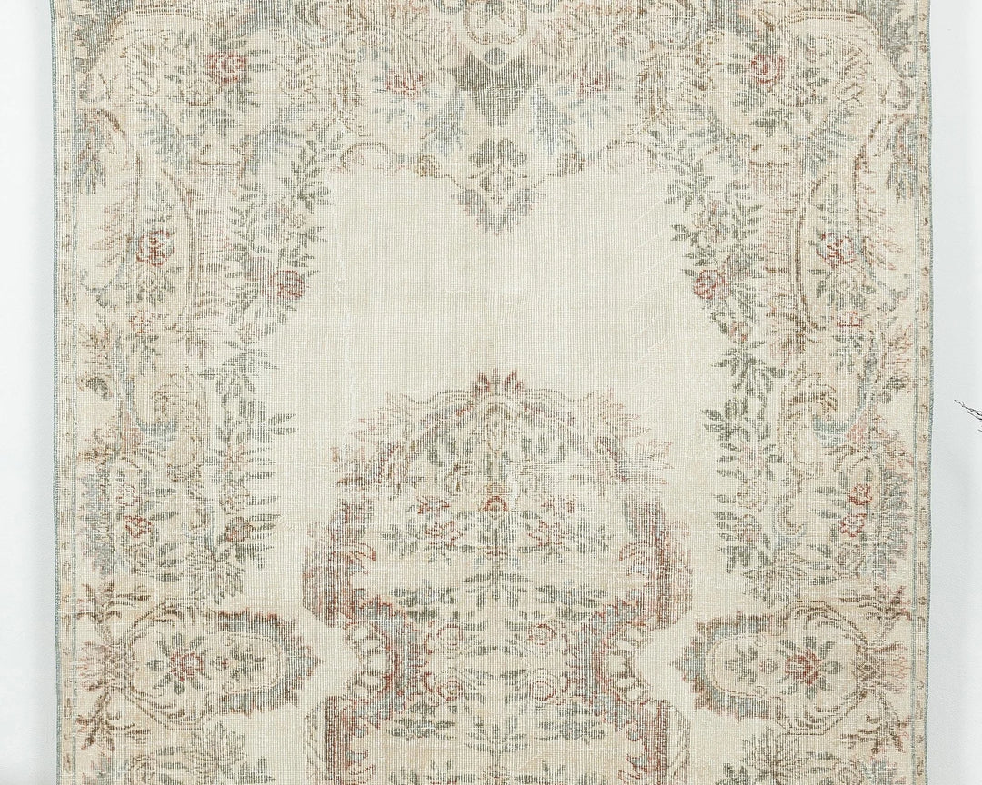 Beige Turkish Oushak Rug 5' 11" x 9' 6" Hand-Knotted | No. VR71298
