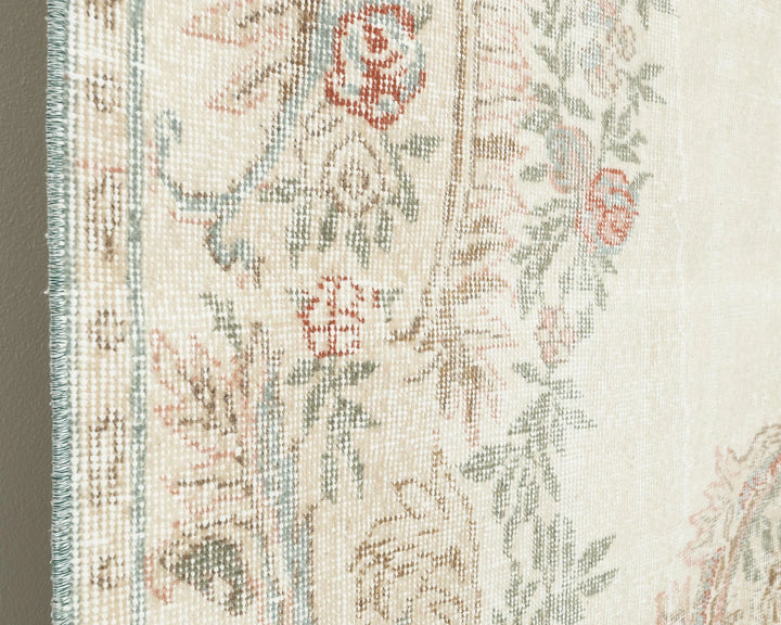 Beige Turkish Oushak Rug 5' 11" x 9' 6" Hand-Knotted | No. VR71298