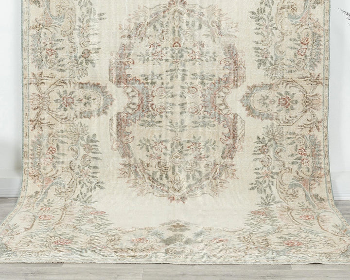 Beige Turkish Oushak Rug 5' 11" x 9' 6" Hand-Knotted | No. VR71298