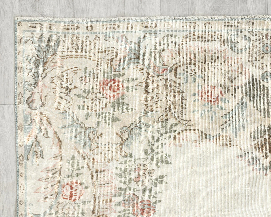 Beige Turkish Oushak Rug 5' 11" x 9' 6" Hand-Knotted | No. VR71298