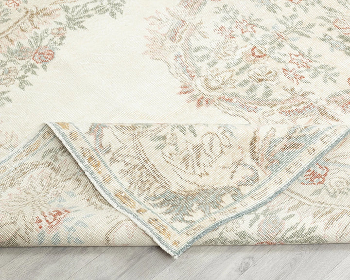 Beige Turkish Oushak Rug 5' 11" x 9' 6" Hand-Knotted | No. VR71298