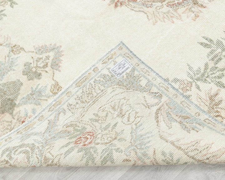 Beige Turkish Oushak Rug 5' 11" x 9' 6" Hand-Knotted | No. VR71298