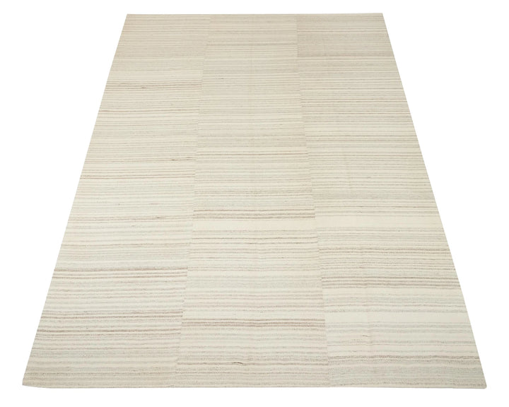 Beige Turkish Kilim Rug 9' 4" x 13' 5" Flat-Weave | No. VR71404