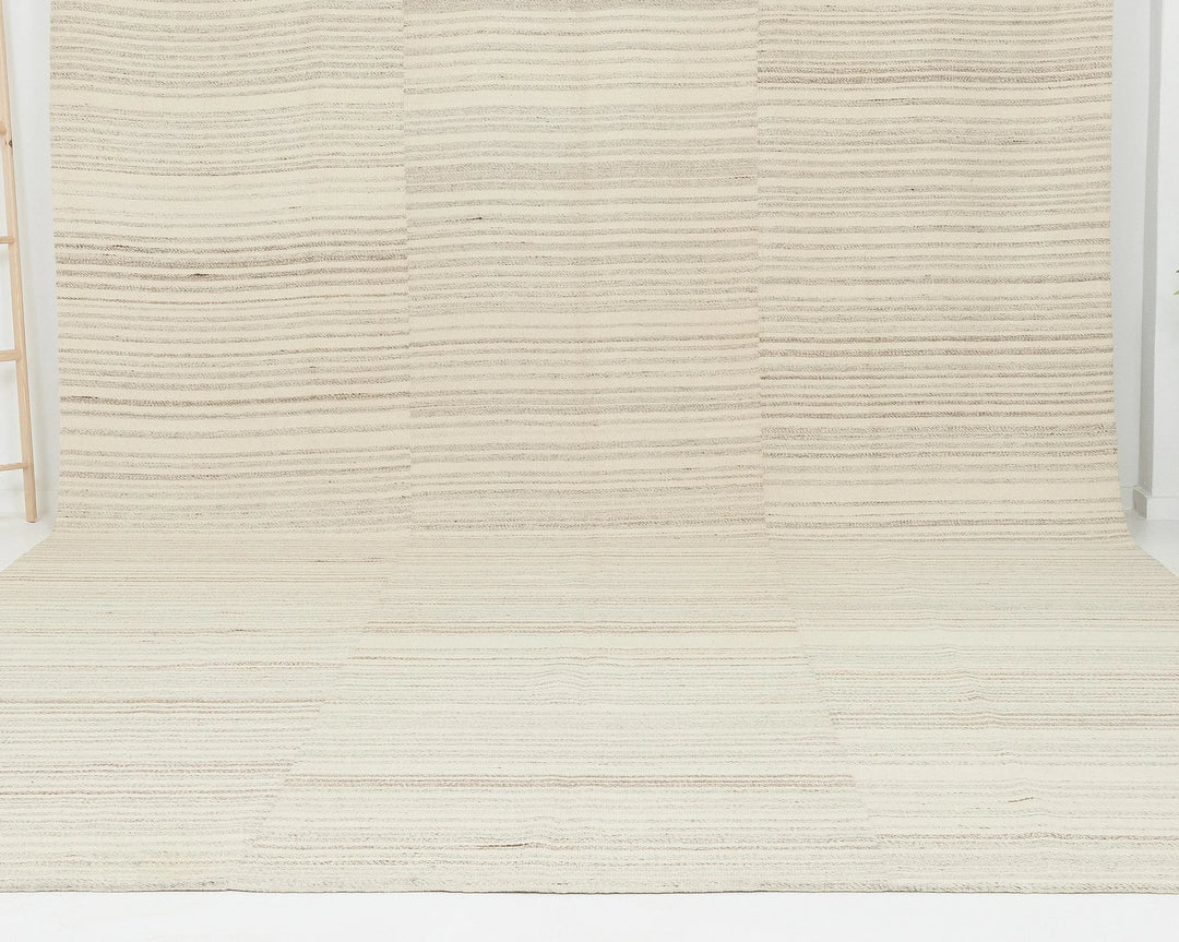Beige Turkish Kilim Rug 9' 4" x 13' 5" Flat-Weave | No. VR71404