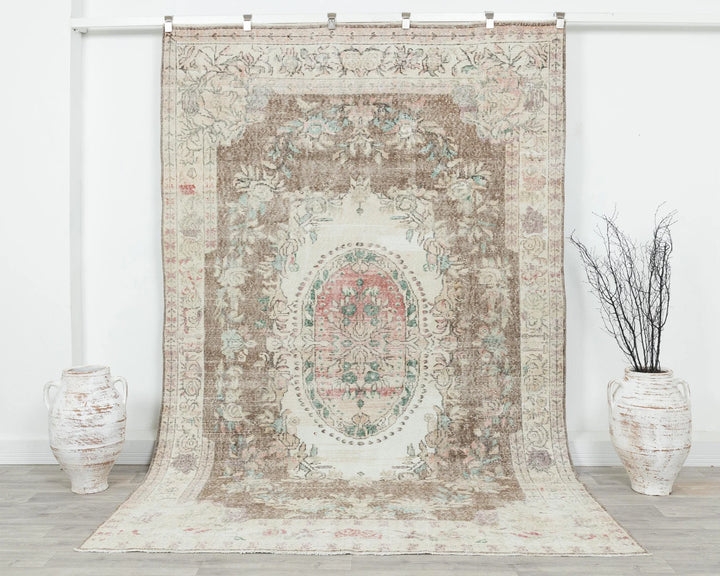 Multicolor Turkish Oushak Rug 6' x 9' 6" Hand-Knotted | No. VR71462