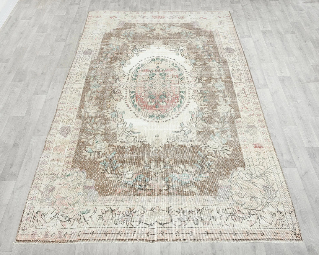 Multicolor Turkish Oushak Rug 6' x 9' 6" Hand-Knotted | No. VR71462