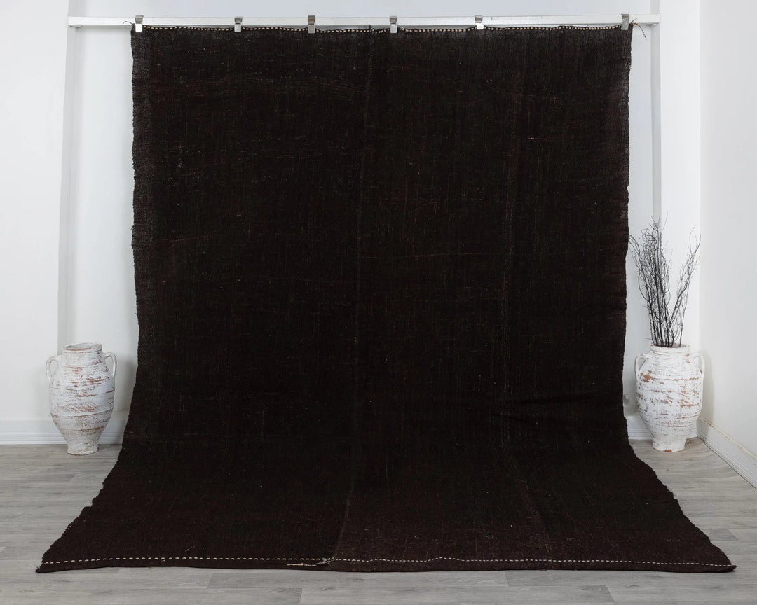 Brown Turkish Kilim Rug 8' x 12' Flat-Weave