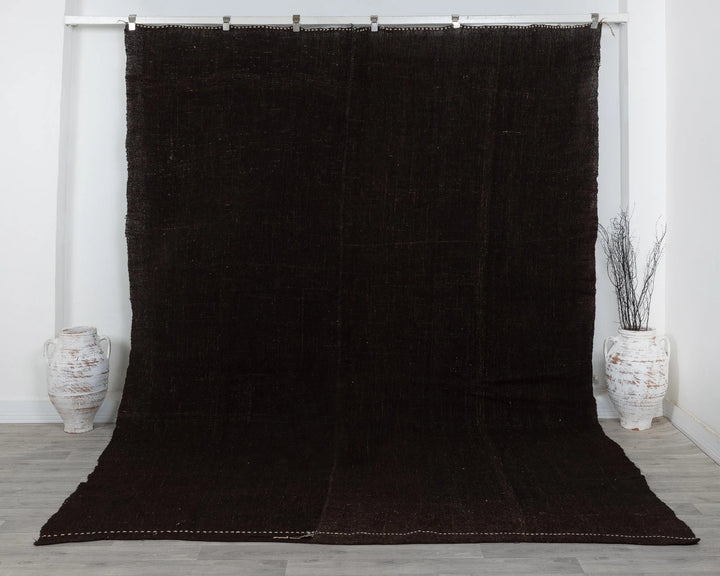 Brown Turkish Kilim Rug 8' x 12' Flat-Weave
