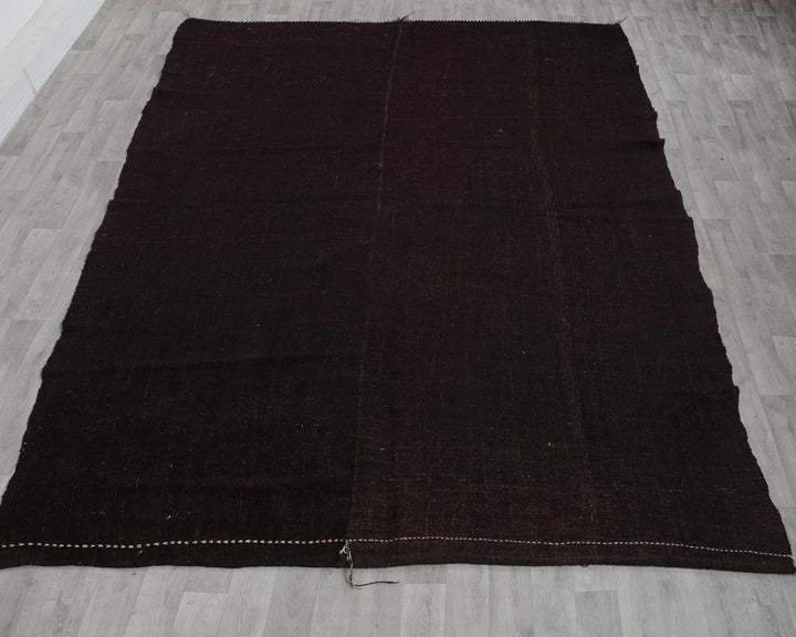Brown Turkish Kilim Rug 8' x 12' Flat-Weave view 9