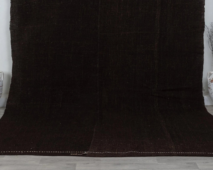 Brown Turkish Kilim Rug 8' x 12' Flat-Weave detail
