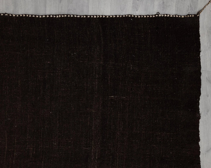 Brown Turkish Kilim Rug 8' x 12' Flat-Weave pattern
