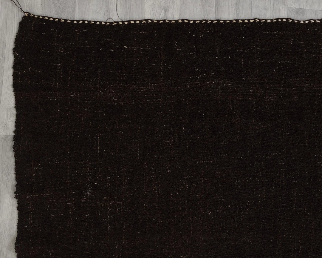 Brown Turkish Kilim Rug 8' x 12' Flat-Weave border