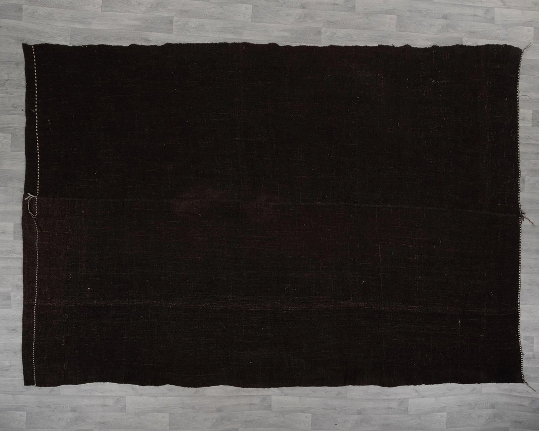 Brown Turkish Kilim Rug 8' x 12' Flat-Weave reverse