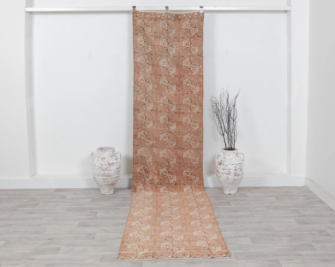 Beige Turkish Oushak Rug 2'10" x 11'8" Hand-Knotted | No. VR71728