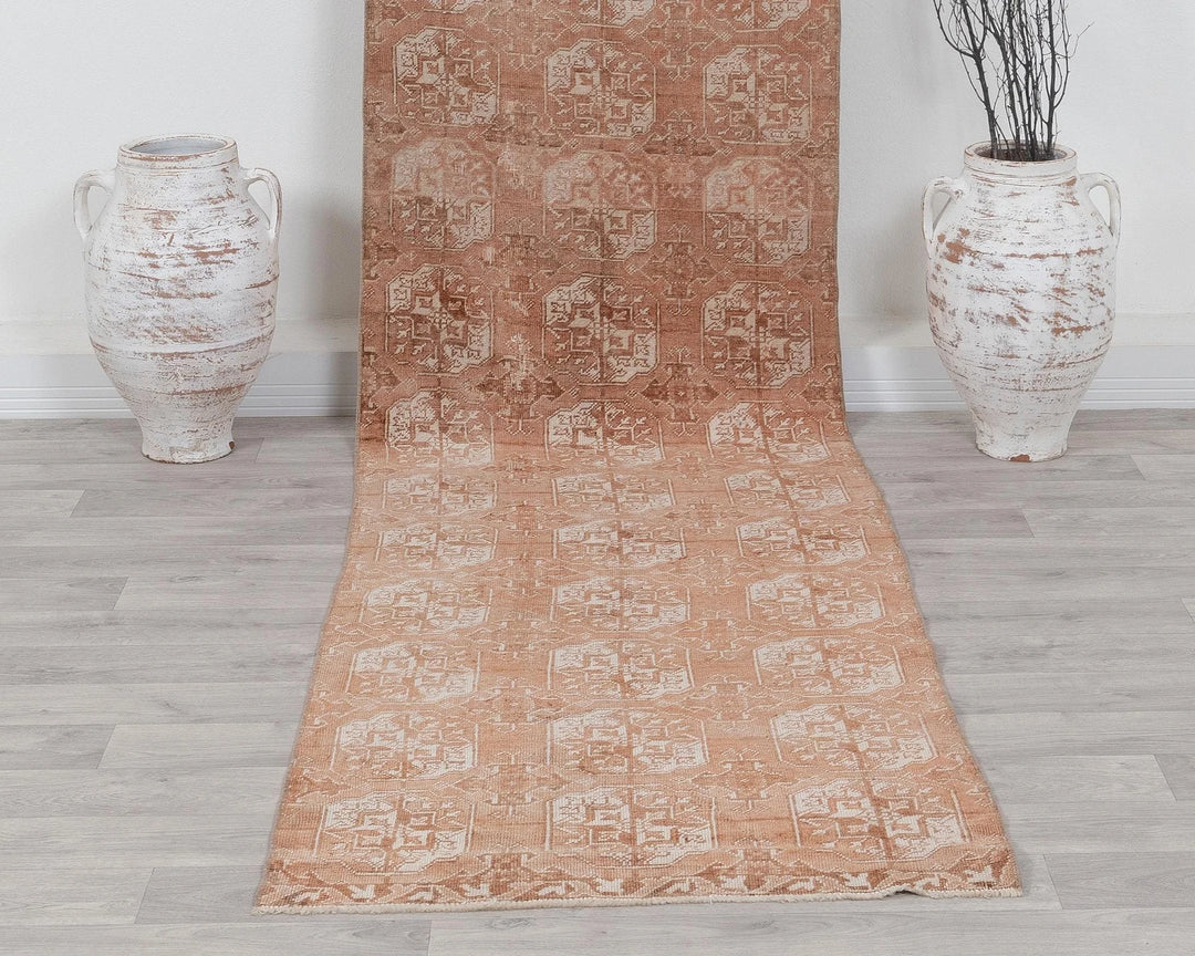 Beige Turkish Oushak Rug 2'10" x 11'8" Hand-Knotted | No. VR71728