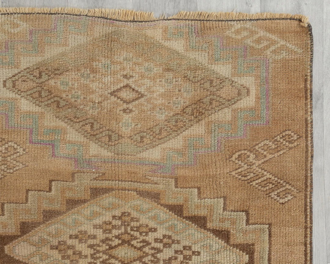Blue Turkish Oushak Rug 2'3" x 8'6" Hand-Knotted pattern