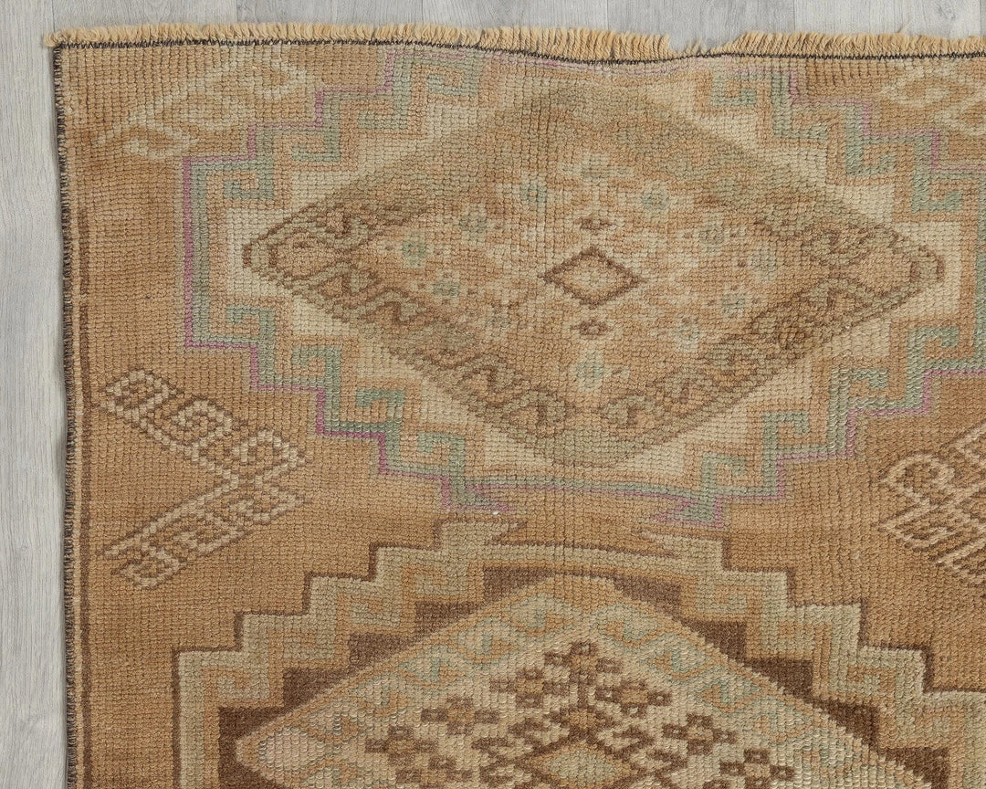 Blue Turkish Oushak Rug 2'3" x 8'6" Hand-Knotted border
