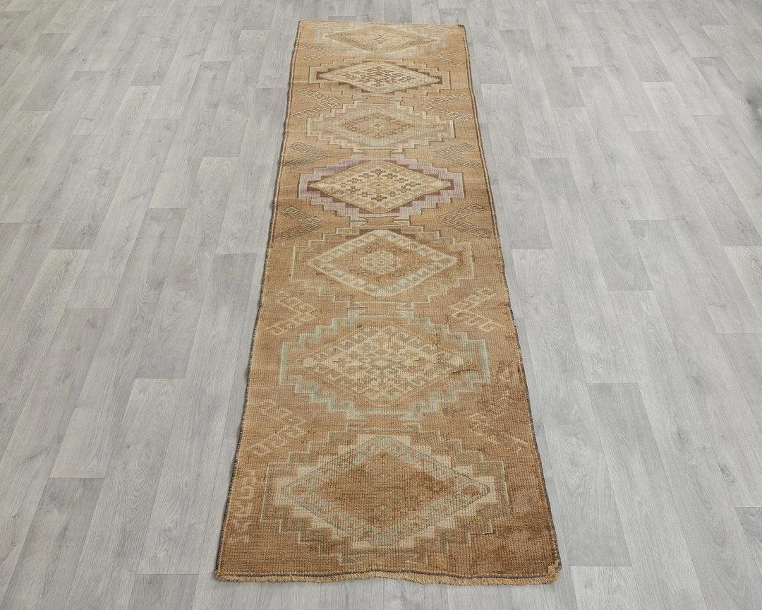Blue Turkish Oushak Rug 2'3" x 8'6" Hand-Knotted reverse
