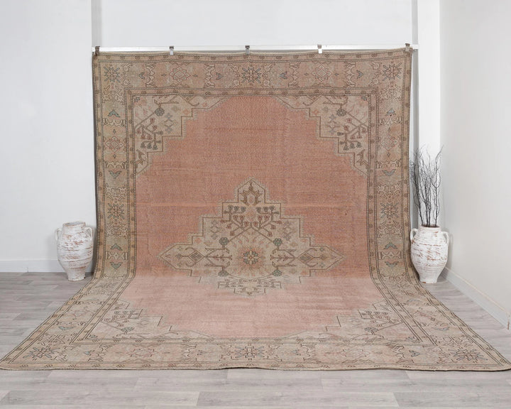 Peach Turkish Oushak Rug 9' 9" x 12' Hand-Knotted | No. VR71904