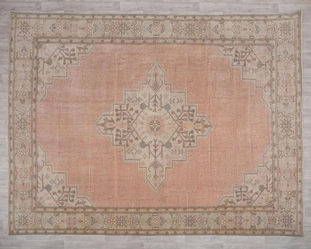 Peach Turkish Oushak Rug 9' 9" x 12' Hand-Knotted | No. VR71904