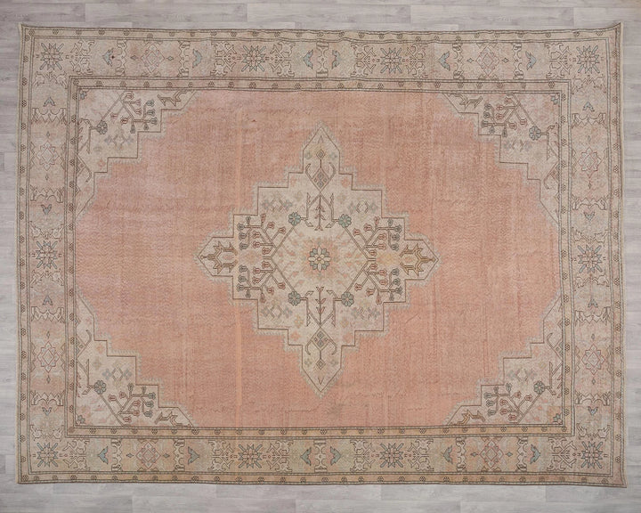 Peach Turkish Oushak Rug 9' 9" x 12' Hand-Knotted | No. VR71904