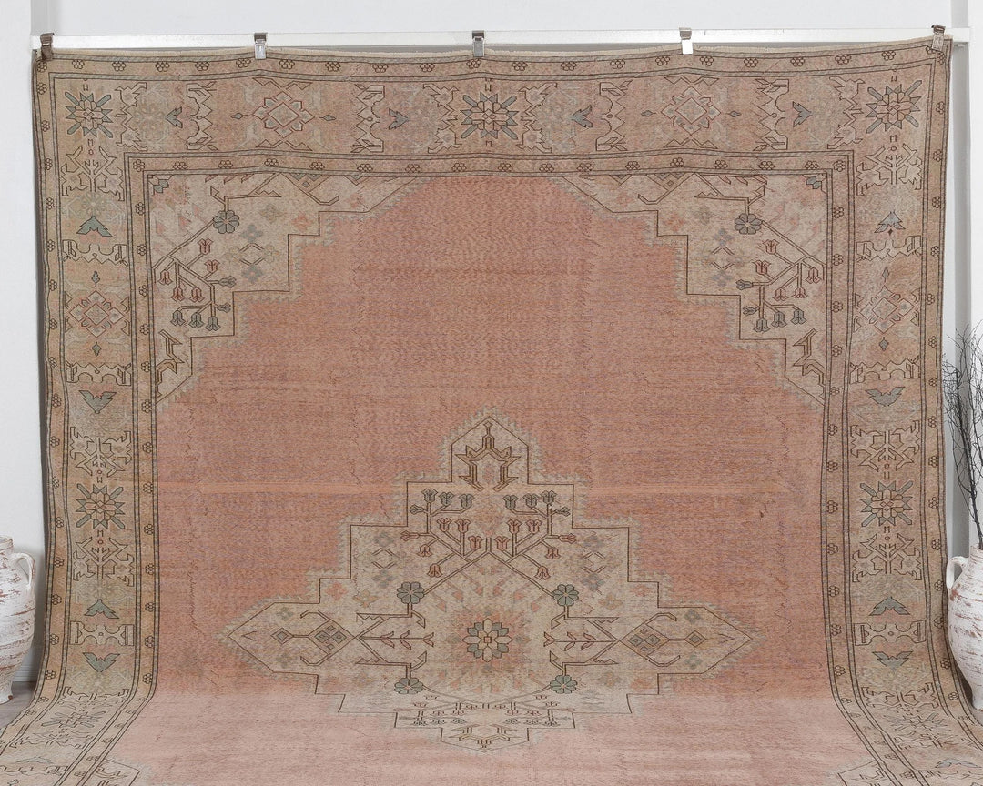 Peach Turkish Oushak Rug 9' 9" x 12' Hand-Knotted | No. VR71904