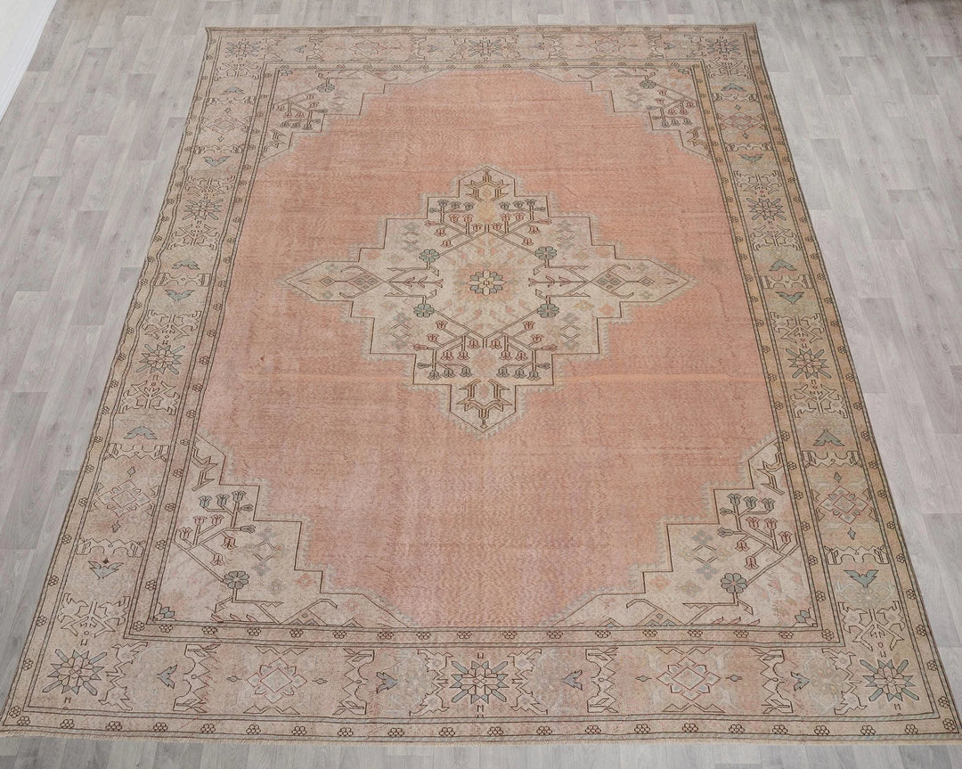 Peach Turkish Oushak Rug 9' 9" x 12' Hand-Knotted | No. VR71904