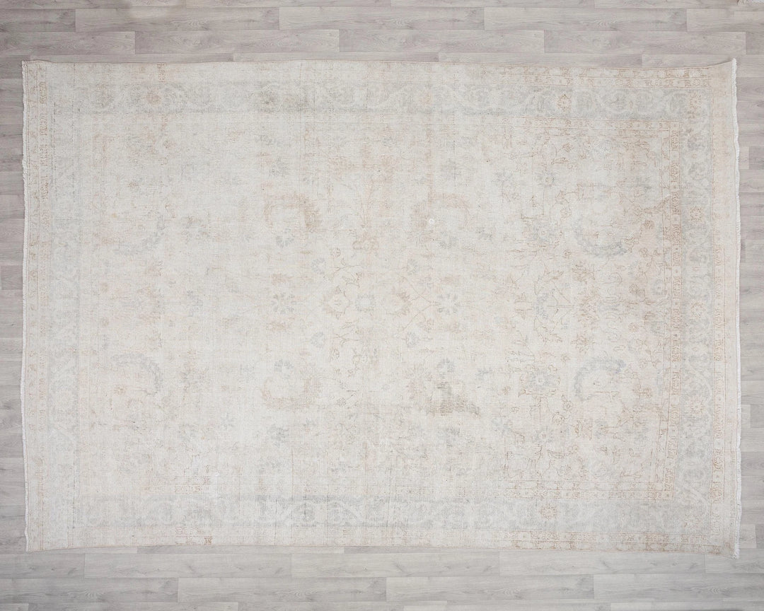 Beige Turkish Oushak Rug 8' 4" x 11' 6" Hand-Knotted | No. VR71909