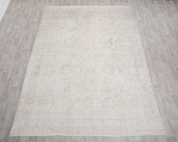 Beige Turkish Oushak Rug 8' 4" x 11' 6" Hand-Knotted | No. VR71909