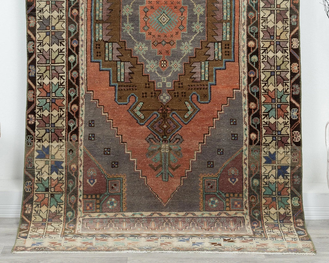 Multicolor Turkish Oushak Rug 3' 11" x 7' 10" Hand-Knotted detail