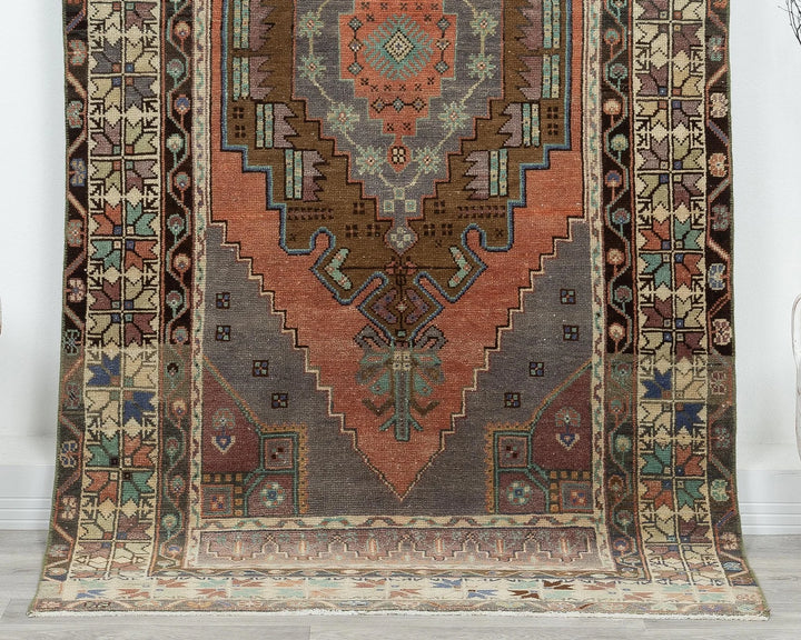 Multicolor Turkish Oushak Rug 3' 11" x 7' 10" Hand-Knotted detail