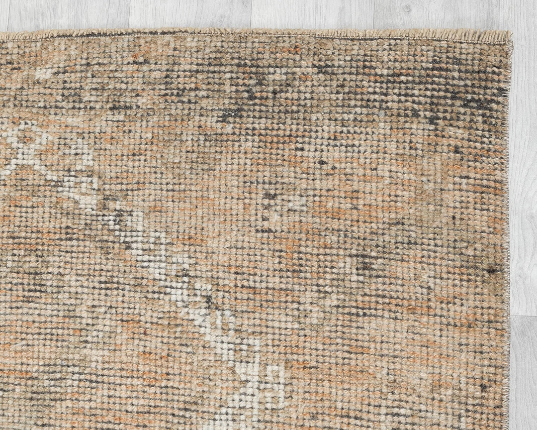 Beige Turkish Oushak Rug 3' 1" x 11' 1" Hand-Knotted | No. VR72140