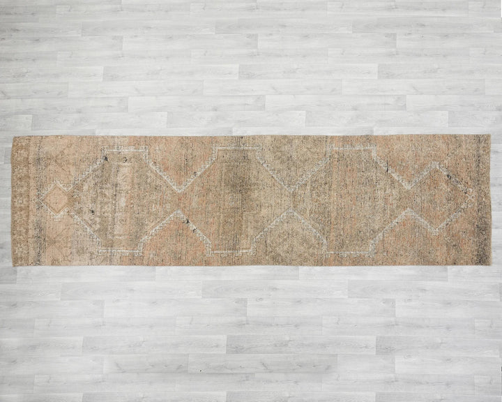 Beige Turkish Oushak Rug 3' 1" x 11' 1" Hand-Knotted | No. VR72140
