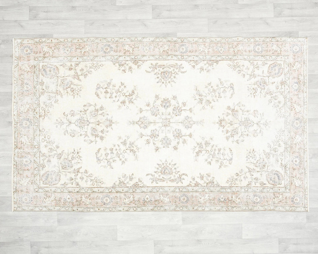 Beige Turkish Oushak Rug 4'10" x 7'8" Hand-Knotted | No. VR72171