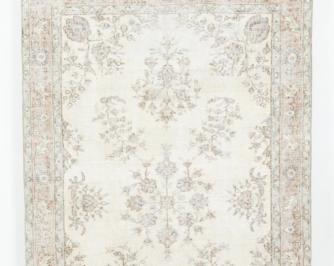 Beige Turkish Oushak Rug 4'10" x 7'8" Hand-Knotted | No. VR72171