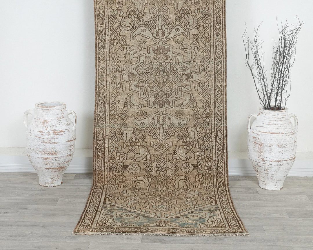 Multicolor Turkish Oushak Rug 2'11" x 9'2" Hand-Knotted detail