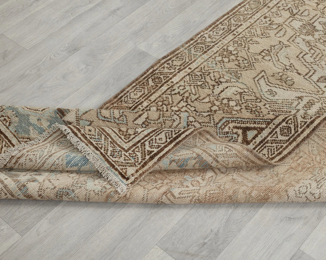Multicolor Turkish Oushak Rug 2'11" x 9'2" Hand-Knotted border